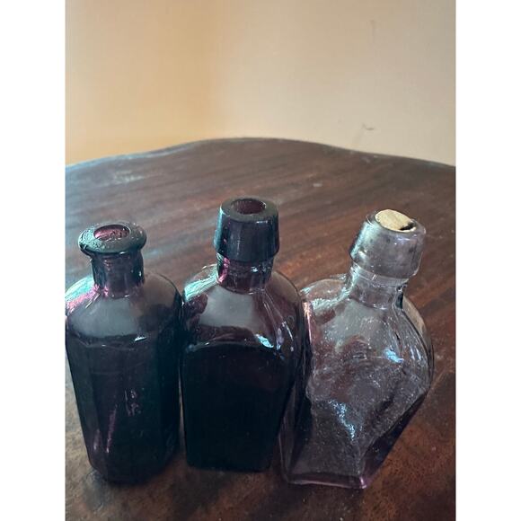 3 Purple Vintage Miniature Elixir and Medicine Bottles - Picture 2 of 13